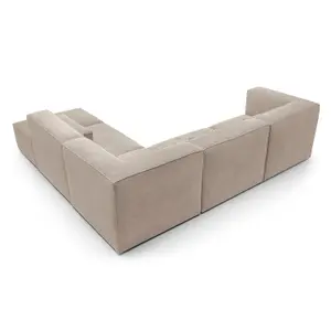 Doris Modular Extended Corner Sofa in Beige Cord Chenille