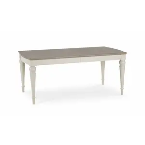 Moira Extendable Solid Wood Base Dining Table Soft Grey / 77cm H x 140cm W x 90cm D