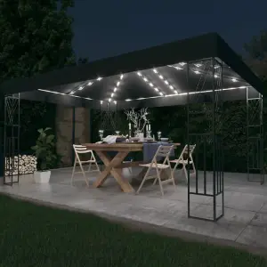 Berkfield Gazebo with LED String Lights 3x4 m Anthracite Fabric