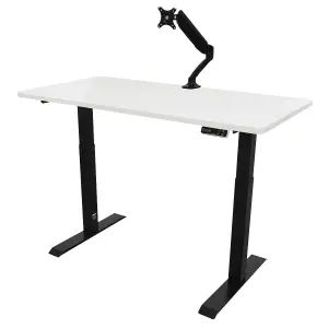 Dellonda White Electric Adjustable Standing Desk, 1400 x 700mm Dual Motor 100kg