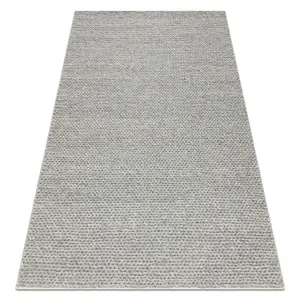 Wool carpet TAHAR 99004G grey - HAND-WOVEN loop, uniform 120x180 cm