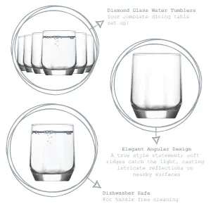 LAV - Diamond Tumbler Glasses - 215ml - Pack of 6