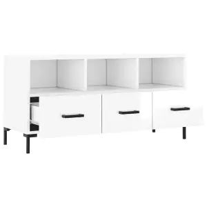 Berkfield TV Cabinet High Gloss White 102x36x50 cm Engineered Wood