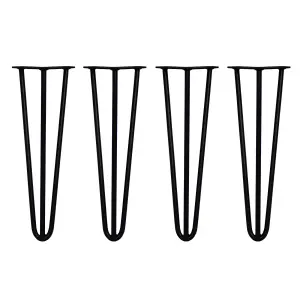 4 x Hairpin Leg - 16 - Black - 3 Prong - 12m