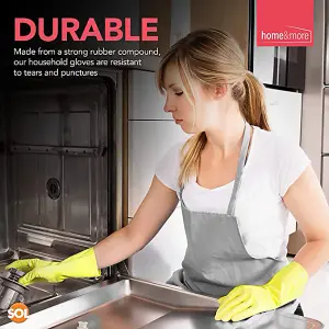 4 Pairs Household Rubber Gloves Large, Yellow Large Gloves, Washing Up Gloves Large Non Slip Cleaning Gloves, Dishwashing Gloves