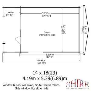 Shire Kinver 14x18 ft & 4 windows Apex Wooden Cabin - Assembly service included