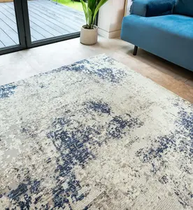 Blue Abstract Modern Easy to Clean Abstract Rug For Dining Room Bedroom And LivingRoom-80 X 240cm (Runner)