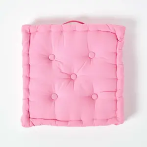 Homescapes Cotton Pink Floor Cushion, 40 x 40 cm