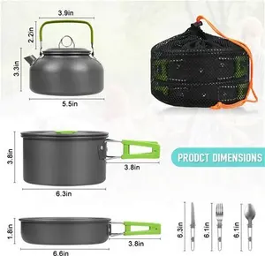 Portable Camping Cookware Kit Outdoor Picnic Hiking Cooking Equipment