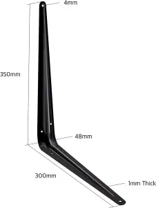 EAI - London Shelf Bracket - 350x300x48x1mm - Black - Pack of 10