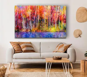 Abstract Forest Colour Strokes Canvas Print Wall Art - Medium 20 x 32 Inches