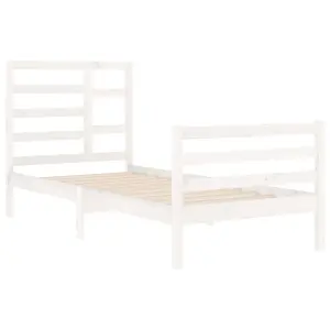 Berkfield Bed Frame White Solid Wood 90x200 cm