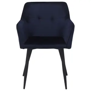 Set of 2 Dining Chairs JASMIN Velvet Dark Blue