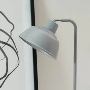 ValueLights Morris Grey Metal Stem Table Lamp with Angled Dome Shade for Living Room Bedroom office - LED Bulb Included