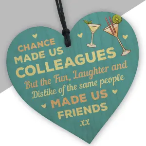 Red Ocean Chance Made Us Colleagues Fun and Laughter Novelty Wooden Hanging Heart Leaving Gift Plaque Work Friendship Sign