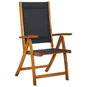 Berkfield Folding Garden Chairs 2 pcs Solid Acacia Wood and Textilene