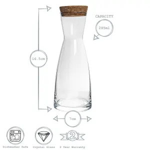 Bormioli Rocco - Ypsilon Glass Carafes with Cork Lids - 285ml - Pack of 6