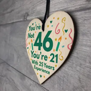 Red Ocean Funny Birthday Gifts For Women Novelty 46th Birthday Gift For Men Wooden Heart Sign Funny Birthday Card