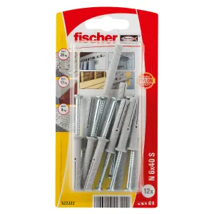 Fischer PZ Hammer fixing (Dia)6mm (L)40mm, Pack of 12