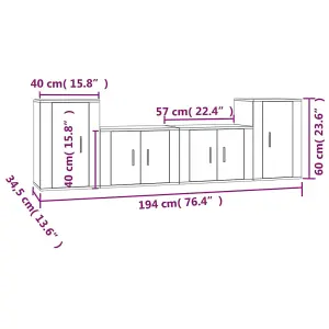 Berkfield 4 Piece TV Cabinet Set High Gloss White Engineered Wood