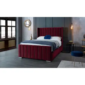 Meriso Plush Velvet Maroon Bed Frame