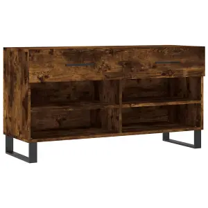 Berkfield Shoe Bench Smoked Oak 102x35x55 cm Engineered Wood