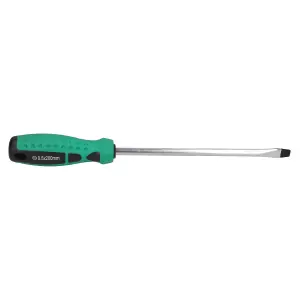 9.5mm x 200mm Slotted Flat Headed Screwdriver with Magnetic Tip Rubber Handle