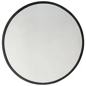 Thora Metal Flat Wall Mirror Higgins Round Mirror Black / 80cm H x 80cm W