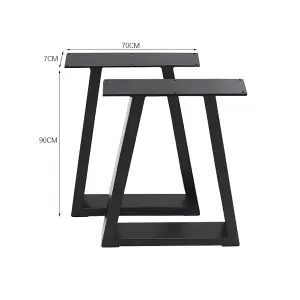 2 pcs Black Furniture Legs Industrial Metal Table Legs for Home & Office, H 90 cm x L 70 cm