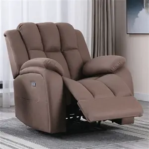 Mocha Fabric Brookline Recliner Armchair | Power | Furniture Online