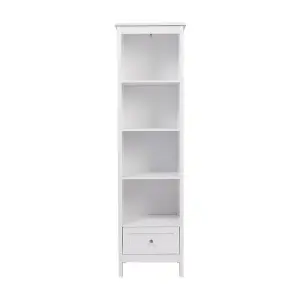 Classic White Wooden Tall Cabinet with Shelves and Drawers for Bedroom Living Room