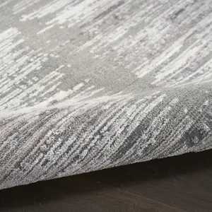 Grey White Modern Abstract Easy To Clean Living Room Bedroom & Dining Room Rug-160cm X 229cm