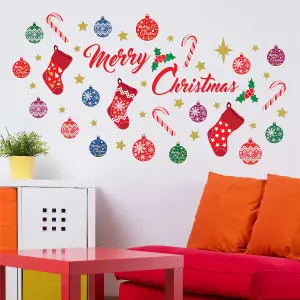 Merry Christmas Wall Stickers Wall Art, DIY Art, Home Decorations, Decals - Pack of 4