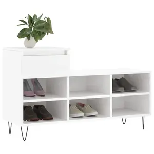 Berkfield Shoe Cabinet High Gloss White 102x36x60 cm Engineered Wood