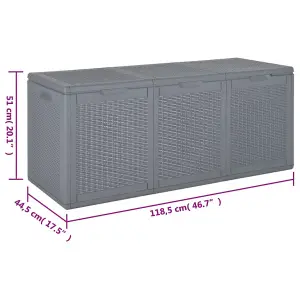 Berkfield Garden Storage Box Grey PP Rattan 270 L