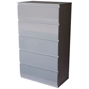 Vida Designs Glinton 5 Drawer Chest (100% FSC), Grey