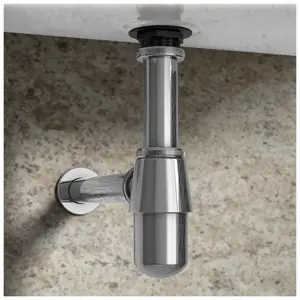 Polished Chrome Adjustable Bottle Trap Waste for Basin Sink and Extension Pipe Tube