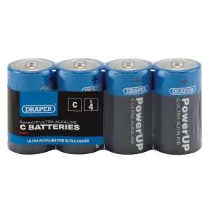 Draper PowerUP Ultra Alkaline C Batteries (Pack of 4) 03977