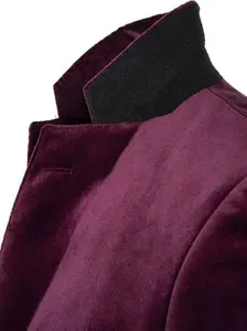 House Of Bruar Men's Single Breasted Velvet Jacket - Burgundy Red