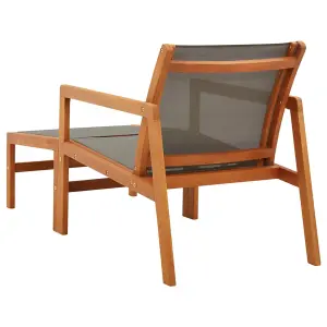 Berkfield Garden Chair with Footrest Grey Solid Eucalyptus Wood and Textilene