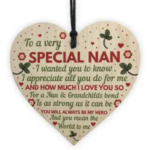 Red Ocean Nan Gifts From Grandchildren Wooden Heart Nan Birthday Gifts Nan Christmas Gifts