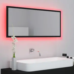 Berkfield LED Bathroom Mirror Black 100x8.5x37 cm Engineered Wood