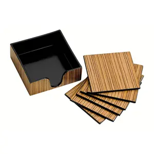 Interiors by Premier Mareel Plastic and Wood Veneer Coasters Set of 6