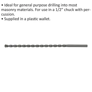 10 x 300mm Rotary Impact Drill Bit for Masonry - Durable Straight Shank Design