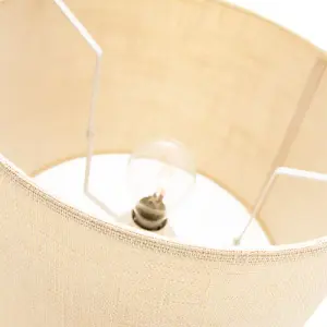 Contemporary and Sleek 14 Inch Cream Linen Fabric Drum Lamp Shade 60w Maximum