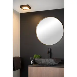 Lucide Brice-Led Modern Flush Ceiling Light Bathroom - LED Dim. - 1x15W 3000K - IP44 - Black