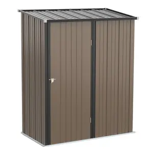 2.75 ft. W x 4.66 ft. D Metal Tongue & Groove Flat Garden Shed Brown/Black