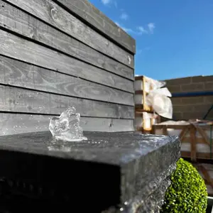 Granite Twist Water Feature - Mains Powered - Natural Stone - L25 x W25 x H60 cm