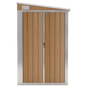 Alyxander 118x100x178 cm Galvanized Steel Pent Garden Shed Brown