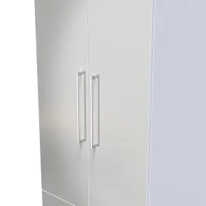 Chester 2 Door 2 Drawer Wardrobe in Uniform Grey Gloss & White (Ready Assembled)